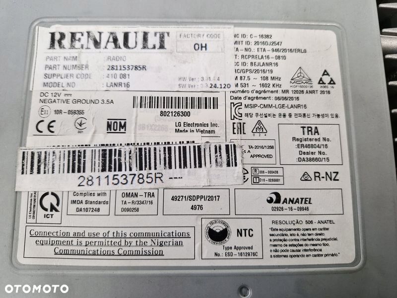 RENAULT KADJAR CZYTNIK RADIO NAWIGACJA 281153785R - 12