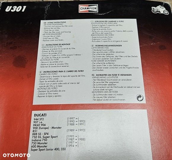 Filtr powietrza Champion U301 Ducati Monster / SS / ST2 / Paso - 5