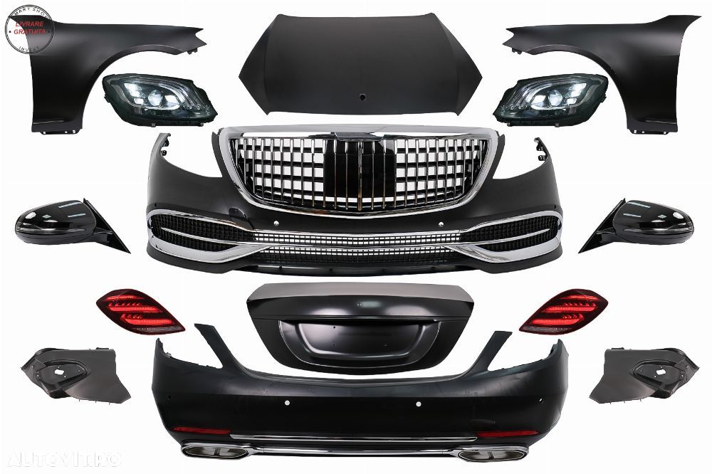 Kit Exterior Complet Mercedes S-Class W221 (2005-2013) Conversie Completa la W222 - livrare gratuita - 1