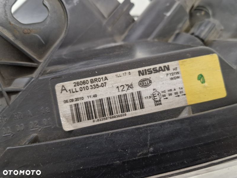 qashqai 1 i j10 lampa lewy przód lewa przednia reflektor soczewka uk 26060br01a - 9