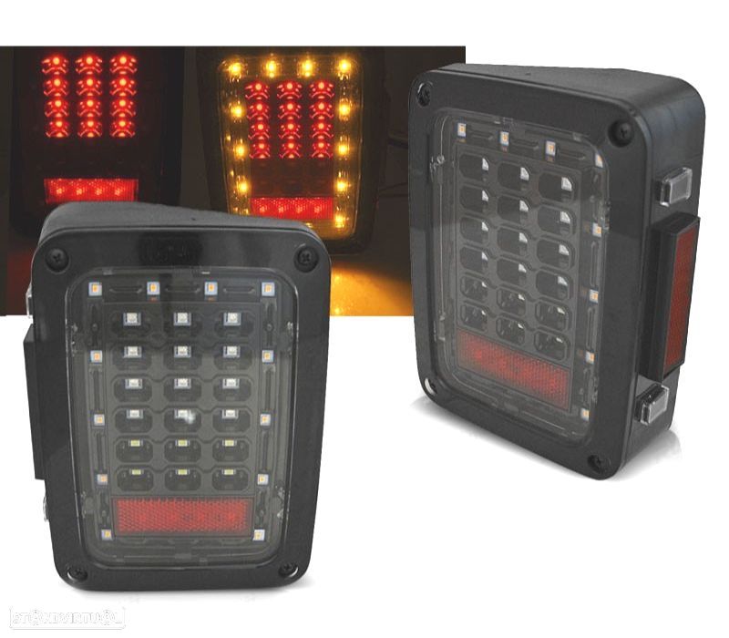 FAROLINS TRASEIROS LED JEEP WRANGLER JK 07-18 PRETO - 1
