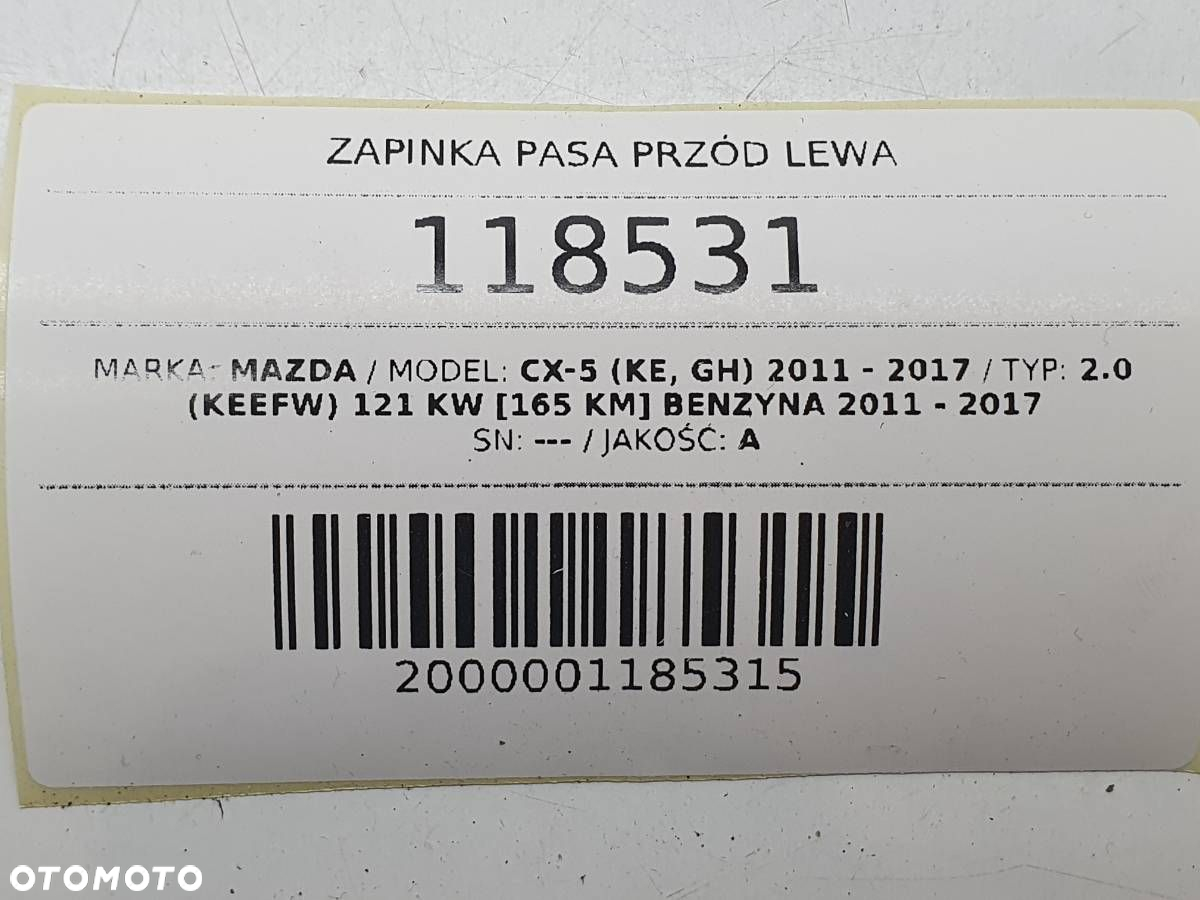 ZAPINKA KLAMRA PASA PRZÓD PRZEDNIA LEWA MAZDA CX-5 I EUROPA - 6