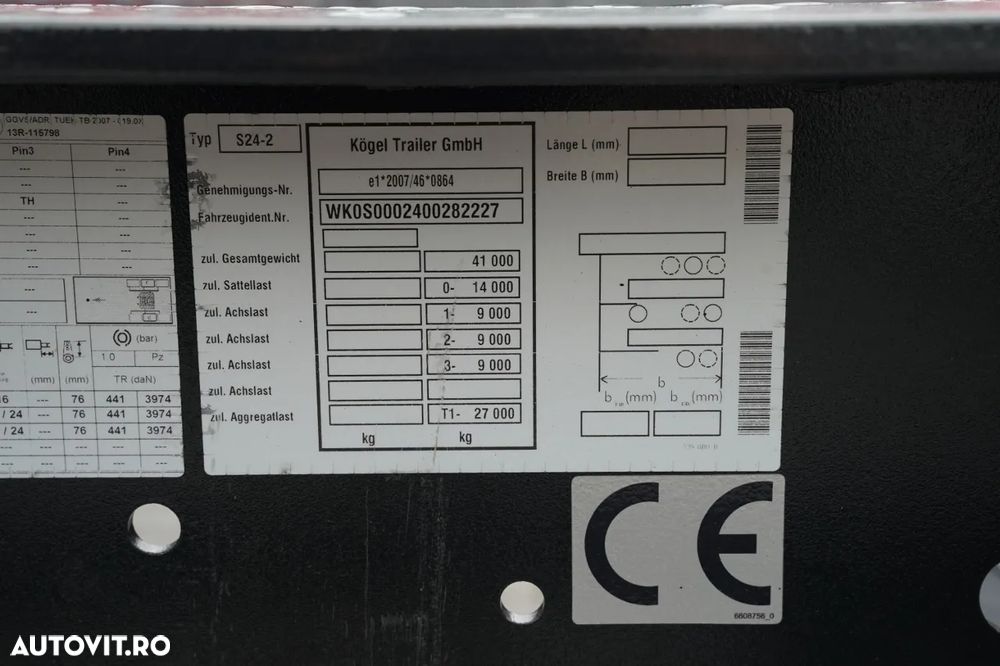 Kögel SEMIREMORCĂ CONTAINER / UNIVERSAL / SPATE EXTENSIBIL / PENTRU TOATE CONTAINERELE - 24