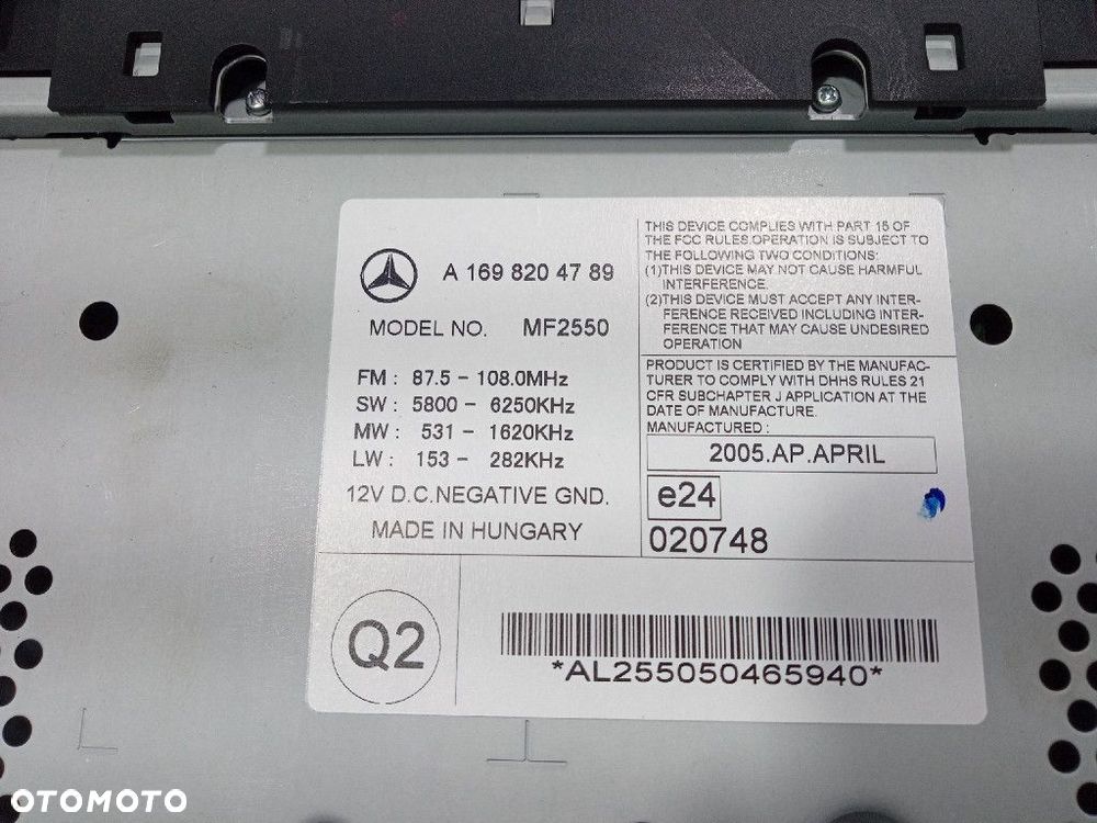 MERCEDES A KLASA W169 RADIO CD FABRYCZNE OEM A1698204789 - 7