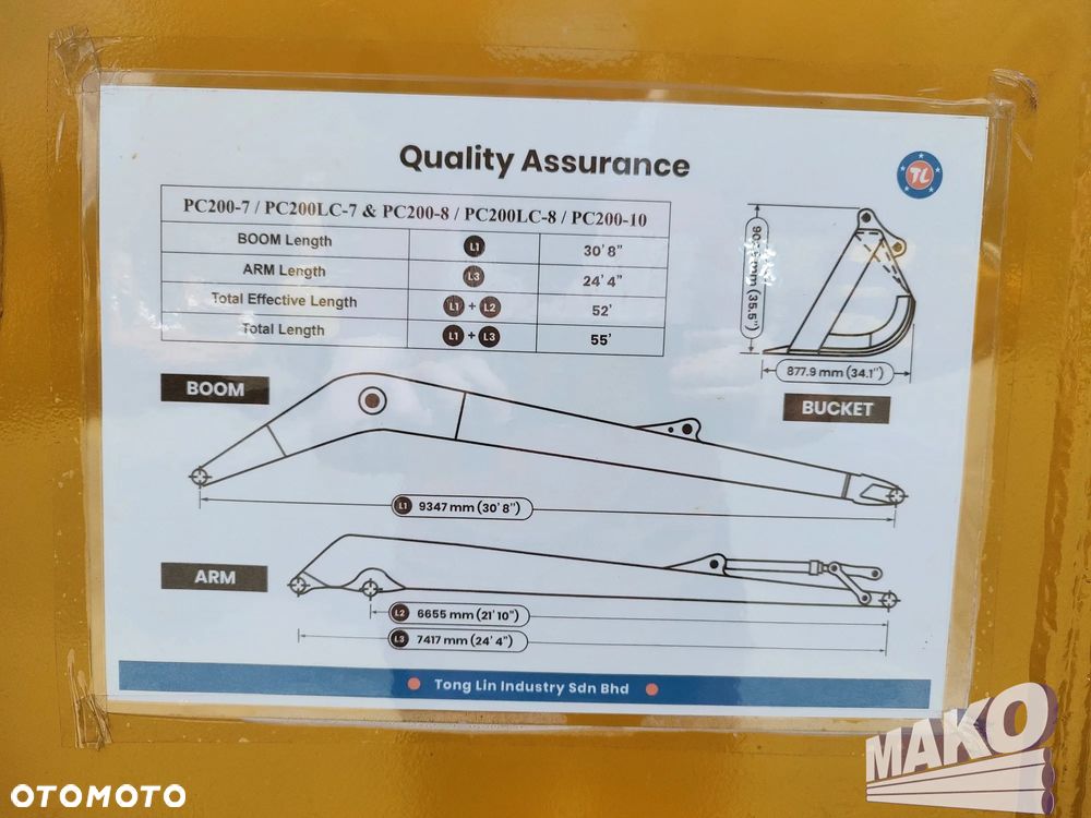 NOWE Ramię 55ft (16,7m) long reach do koparki Komatsu PC200 PC210 - 5