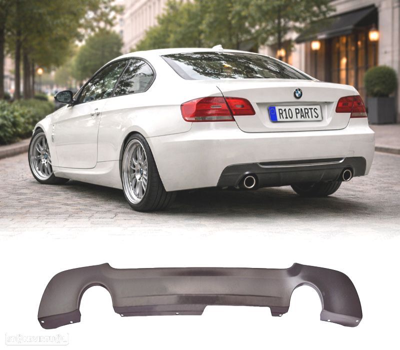 DIFUSOR PÁRA-CHOQUES TRASEIRO BMW E92 E93 2 SAIDAS REDONDAS - 1