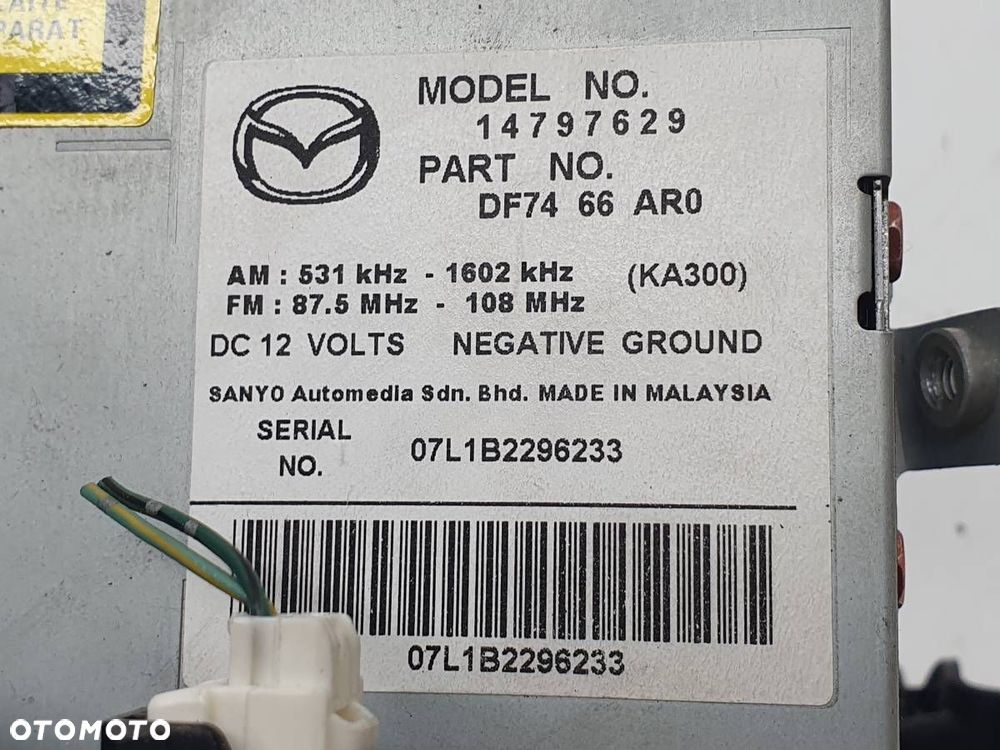 RADIO FABRYCZNE DF7466AR0 MAZDA 2 DE 2008 EUROPA - 6