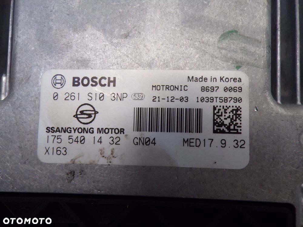 KOMPUTER STEROWNIK SILNIKA SSANGYONG TIVOLI 1755401432 GN04 0261S103NP - 3