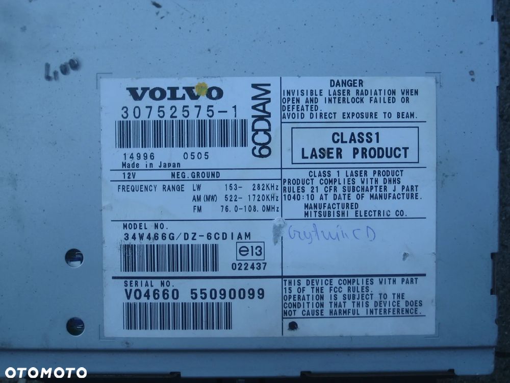 volvo s40 v50 04-07r radio zmieniarka 6cd 30752575 1 - 4