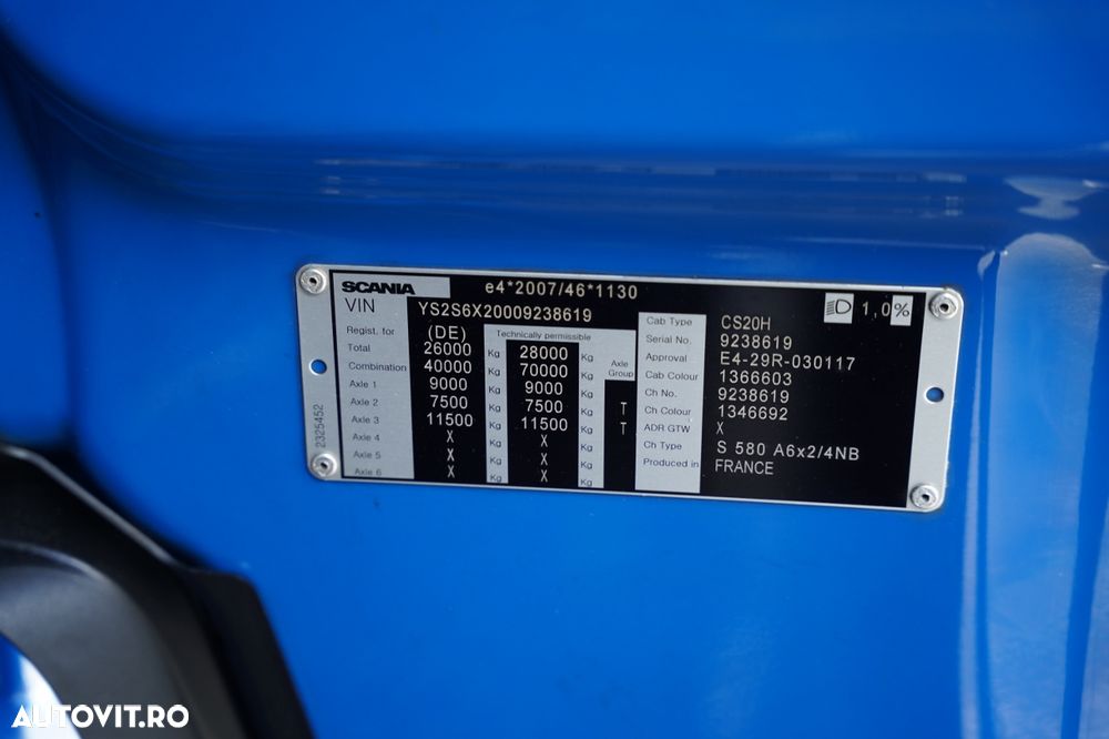 Scania S 580 / V8 / 6x2 / PUSHER / RETARDER / I-PARK COOL / FULL AIRMATIC / JANTE ALIAJ / EURO 6 / - 37