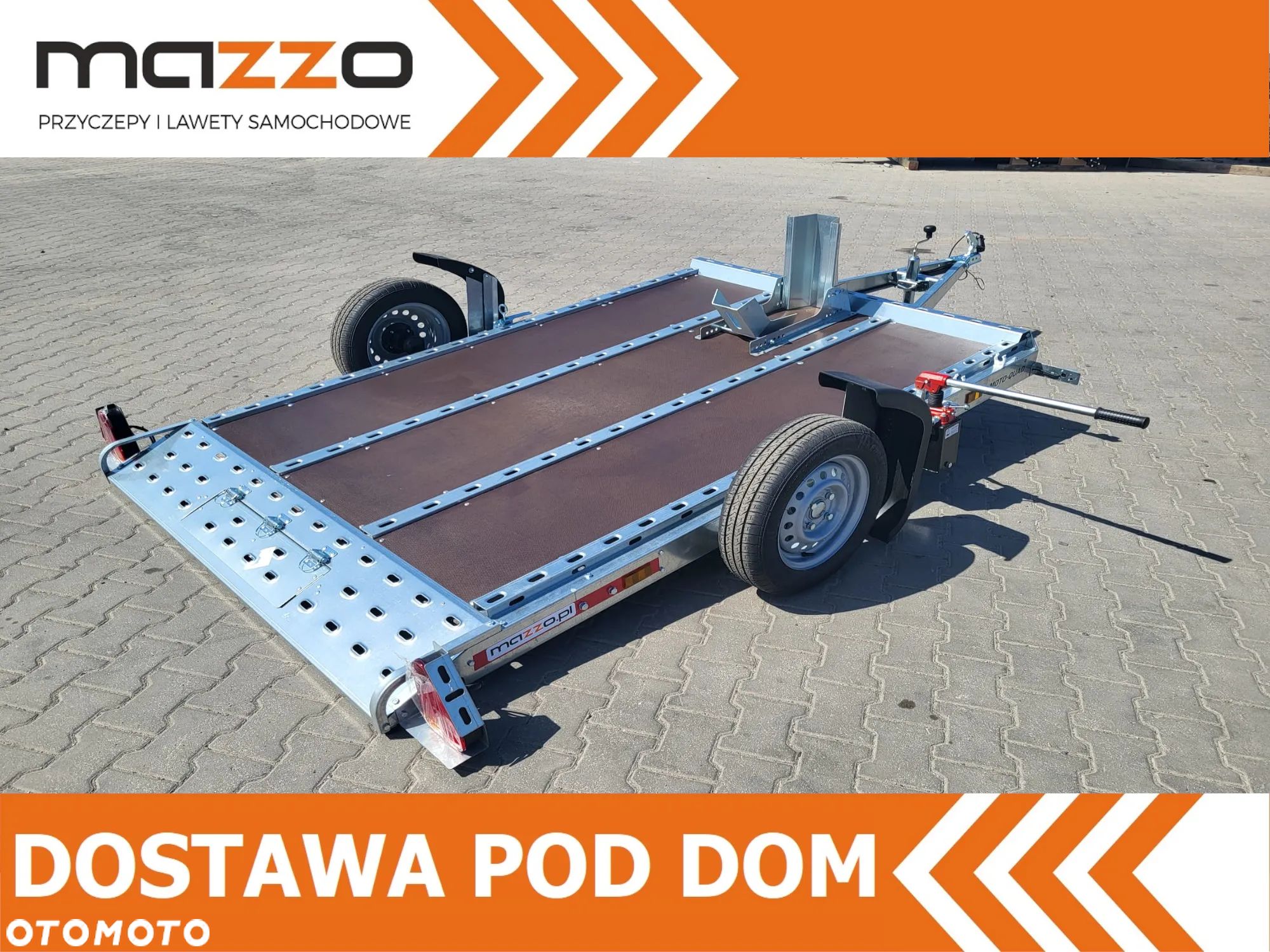 TEMARED DOSTAWA! Przyczepa MOTO-QUAD 2616 wym. 264 x 161cm Solidna przyczepa do przewozu motocykli, UCHYŁ hydrauliczny, DMC 750kg - 1