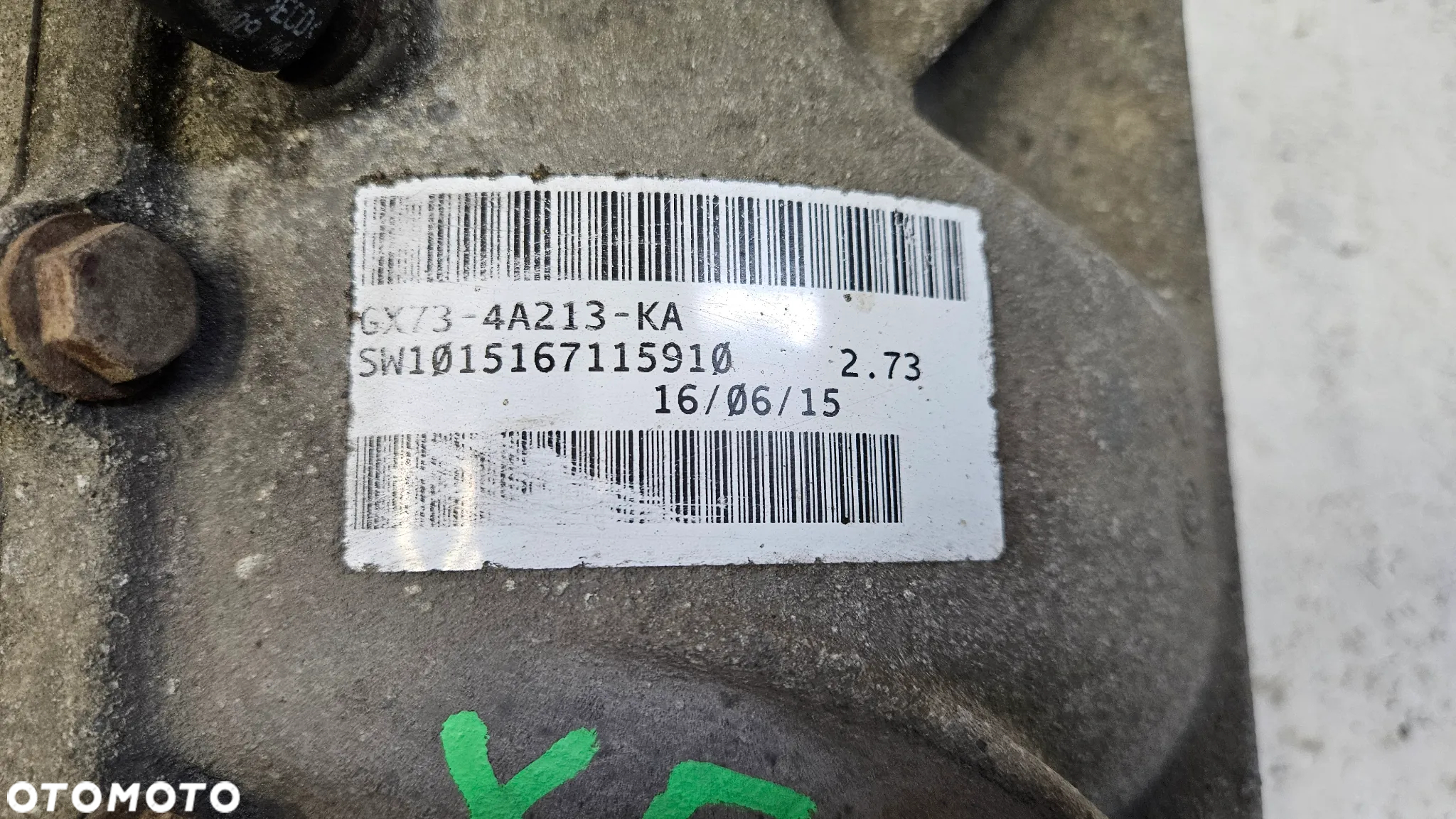 Jaguar XE X760 2.0D 204DTD skrzynia manualna RWD  tył dyferencjał Most GX73-4A213-KA przełożenie 2.73 - 4