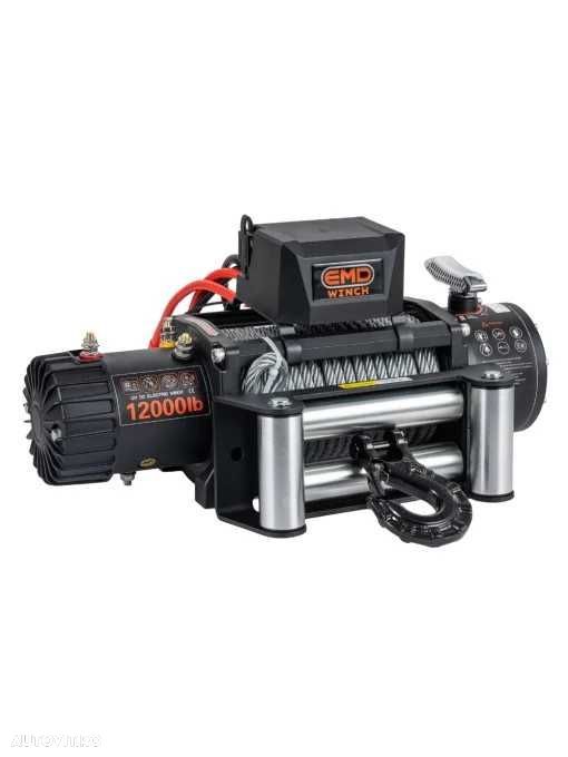 Troliu electric auto EMD Winch 12000lbs (5443kg), 12V, cablu otel, 26m, raport 265:1 - 3