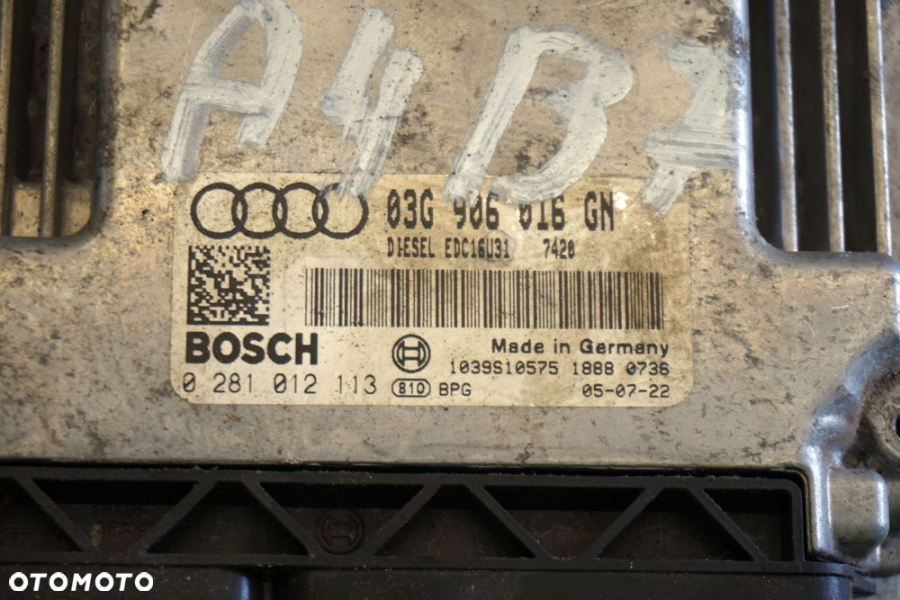 STEROWNIK SILNIKA KOMPUTER A4 B7 2.0 TDI 03G906016GN 0281012113 AUDI 2004-2008 - 3