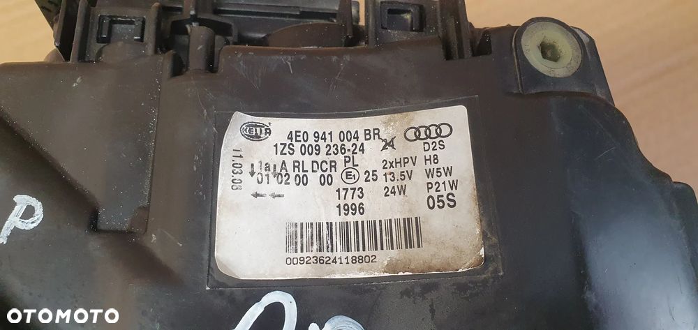Lampa prawy przód przednia prawa BI XENON Audi A8 D3 Lift 4E0941004BR - 14