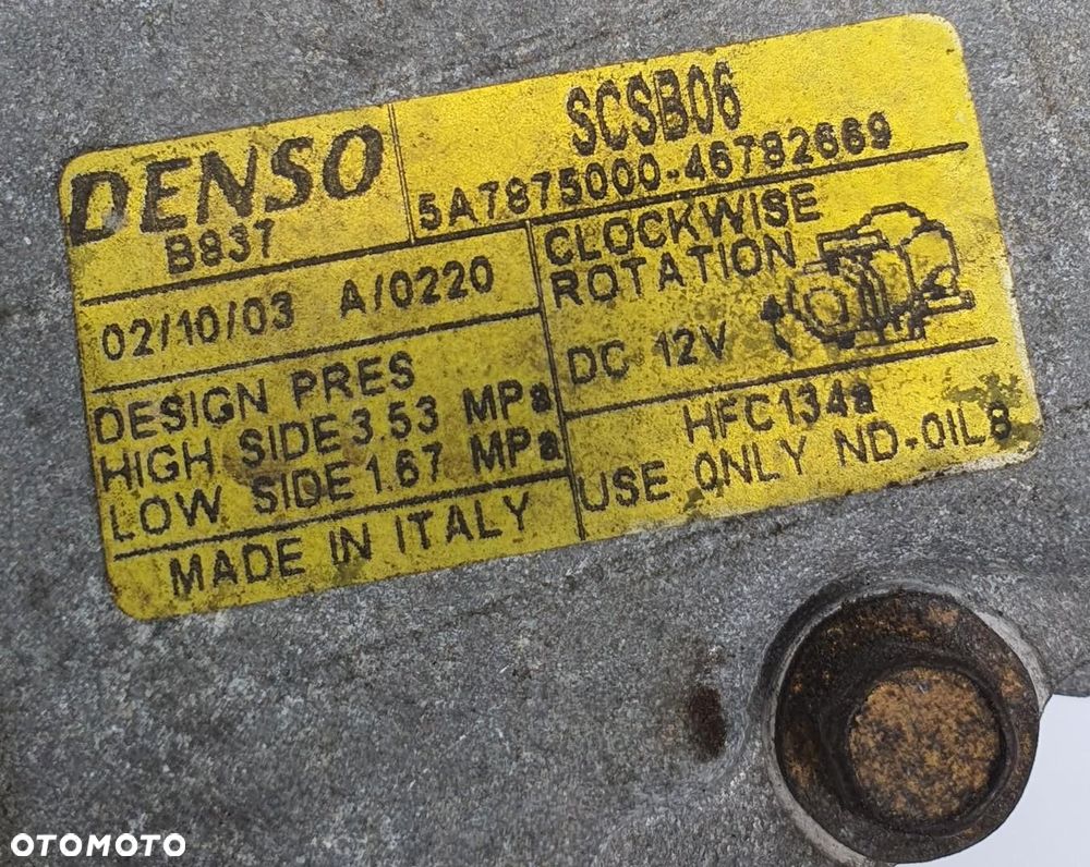 SPRĘŻARKA KLIMATYZACJI FIAT PUNTO II 1.2 16V 46782669 - 5