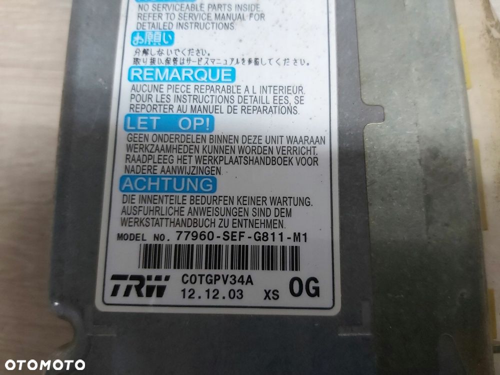Honda Accord VII 7 sterownik moduł poduszek air bag 77960-SEF-G811-M1 - 1