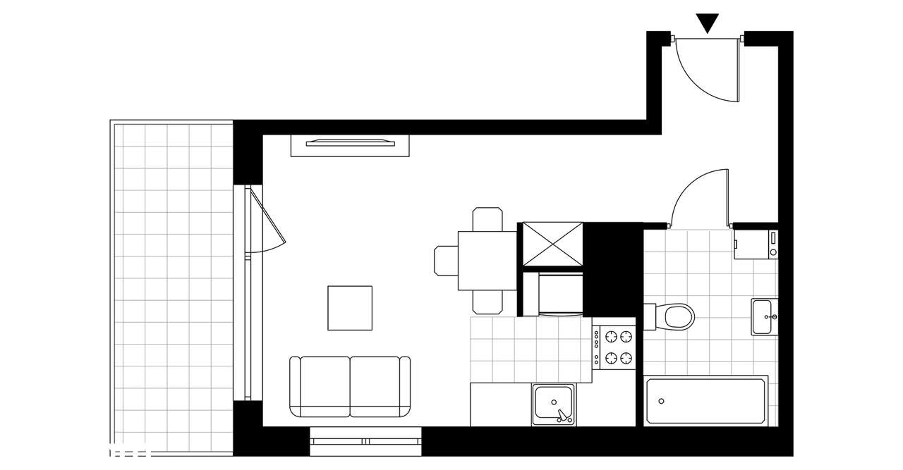 1-pokojowe mieszkanie 28m2 + balkon - Pełny obrazek: 4/13