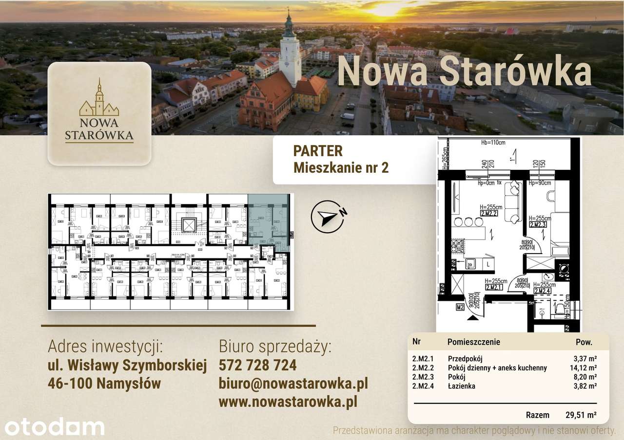 Mieszkanie 2 pokojowe o pow.29,51 m2