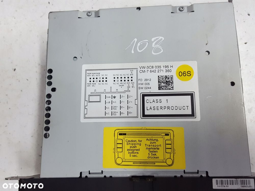 VW GOLF 6 VI JETTA RADIO CD RADIOODTWARZACZ 3C8035195H - 3