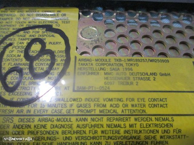 Kit Airbags MR189257  MR250909  MB953174 MITSUBISHI COLT 1997 1.3I 75CV 3P PRETO SEM TABLIER - 4