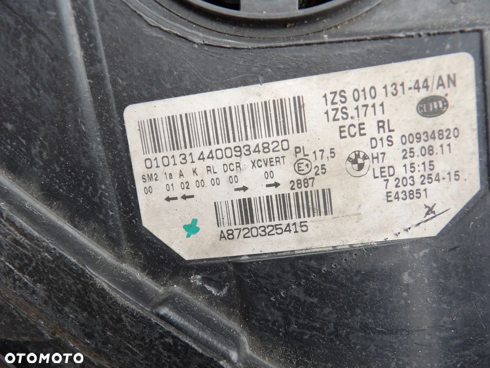 BMW - F10 - PRZED LIFT - XENON - SKRĘTNA - WYSZCZERBIONE SZKŁO - KLEJONA - UK - 7203254 - 12
