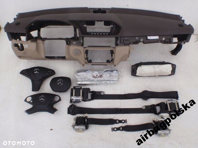 MERCEDES W212 E DESKA KONSOLA KOKPIT PULPIT PÓŁKA PARAPET AIRBAG PODUSZKI PASY PAS oryginał BRĄZOWA - 1