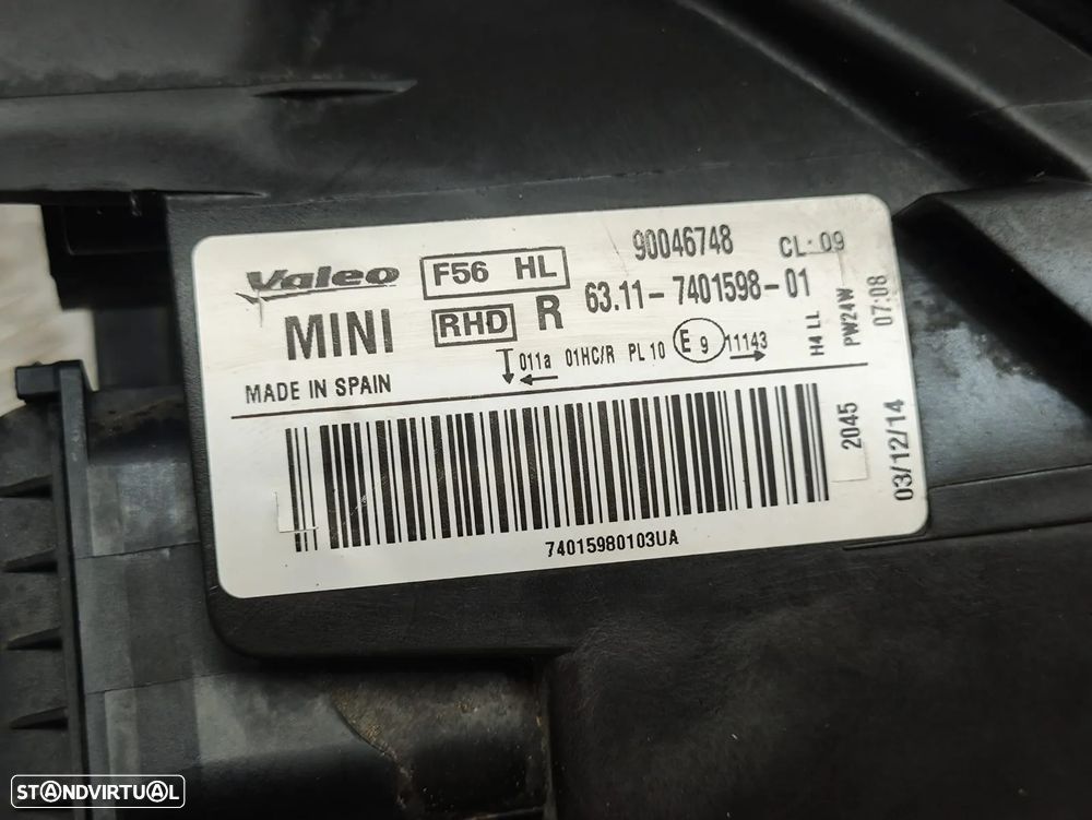 Oticas Farois Frente Frontal Direito Original Mini Cooper F56 2013 a 2019 - 9