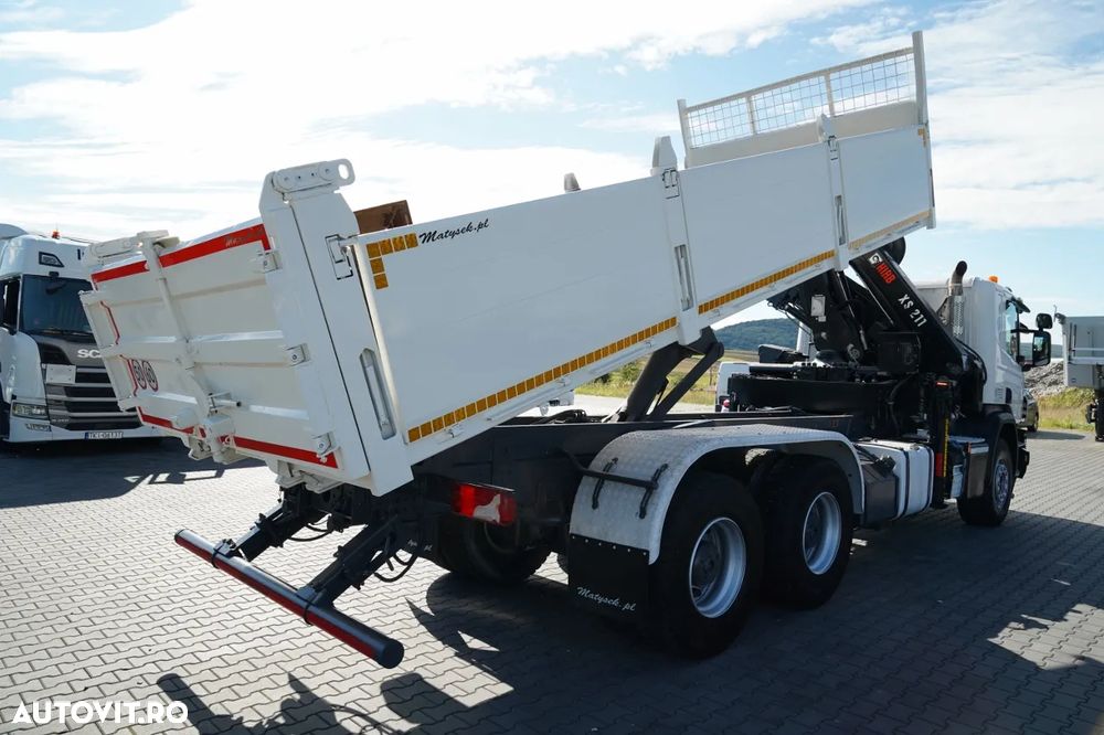 Scania P 410 / 6x4 / BASCULĂ - 6 M + HIAB XS 211 HDS / RADIOCOMANDĂ / EURO 6 / ROTARE / GRABĂ - 3