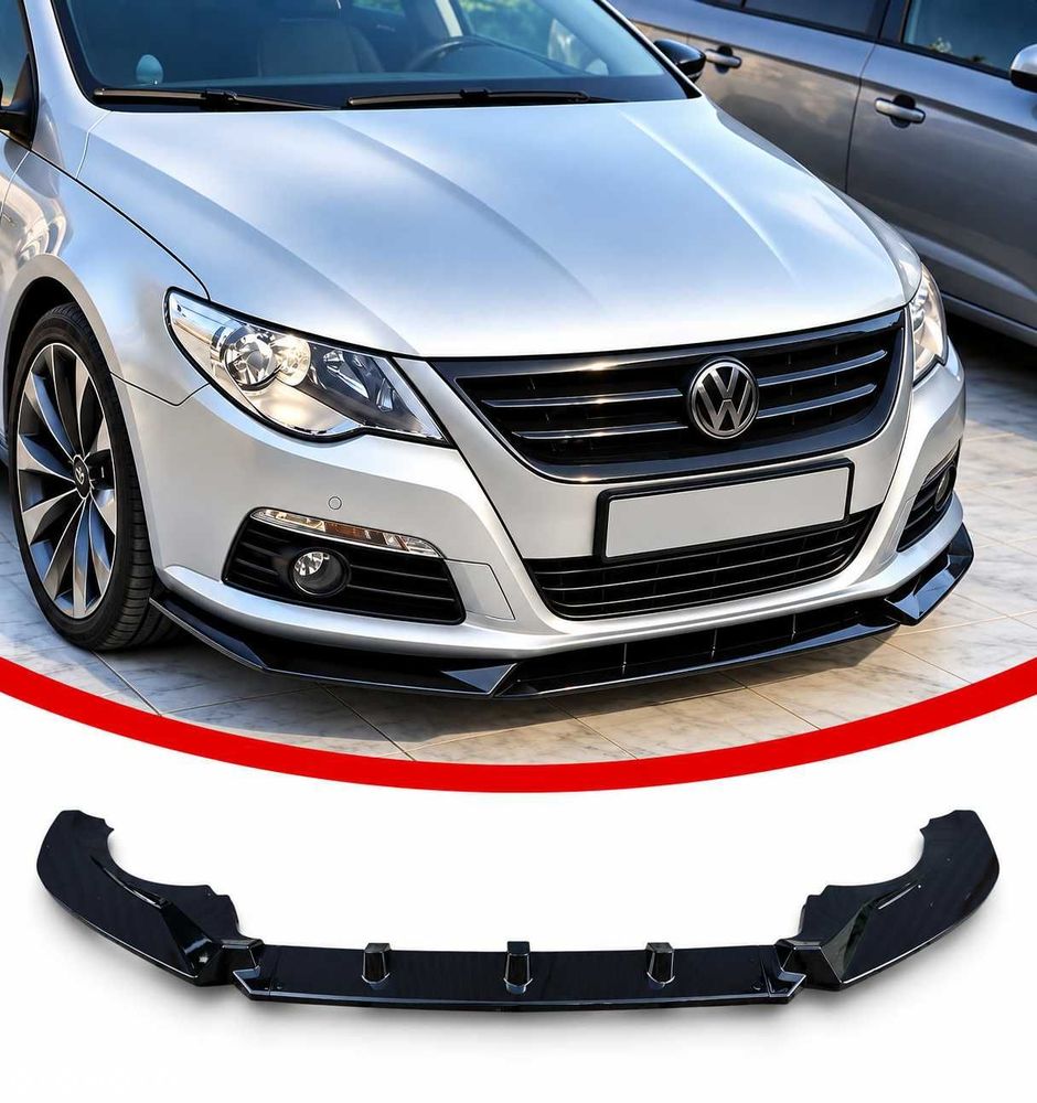Przednia Dokładka Zderzaka Passat CC 2008 2012 PRZEDLIFT Lotka Czarny Połysk