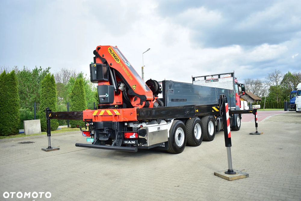 MAN TGS 35.480 Tridem 8x4 /Skrzynia 7.20m./ Palfinger PK 34002 SH/ Wciągarka/ 8 Segmentów/ 22m. / 5 i 6 Funcja/ Rotator/ Pilot/  Manual/ Euro 5/ Autokran/ Ladekran/ Kran/ HDS/ Seilwinde / Sprowadzony ! - 34