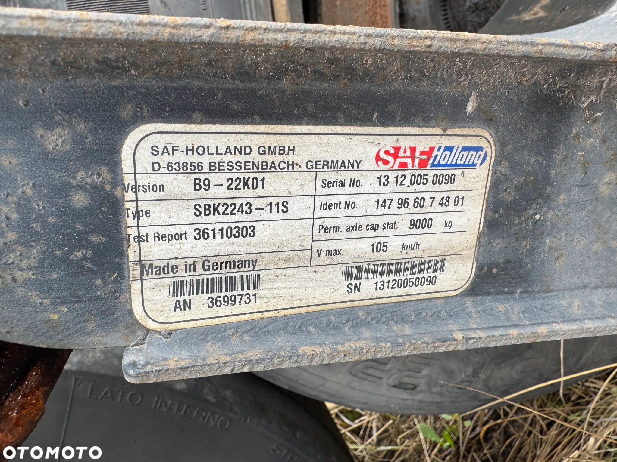 Oś osie do naczepy SAF B9-22K01 SBK2243-11S SAF INTRAX - 2