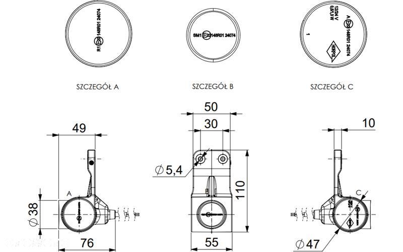 lampa obrysowa na wysięgniku led 12/24v lewa - 2