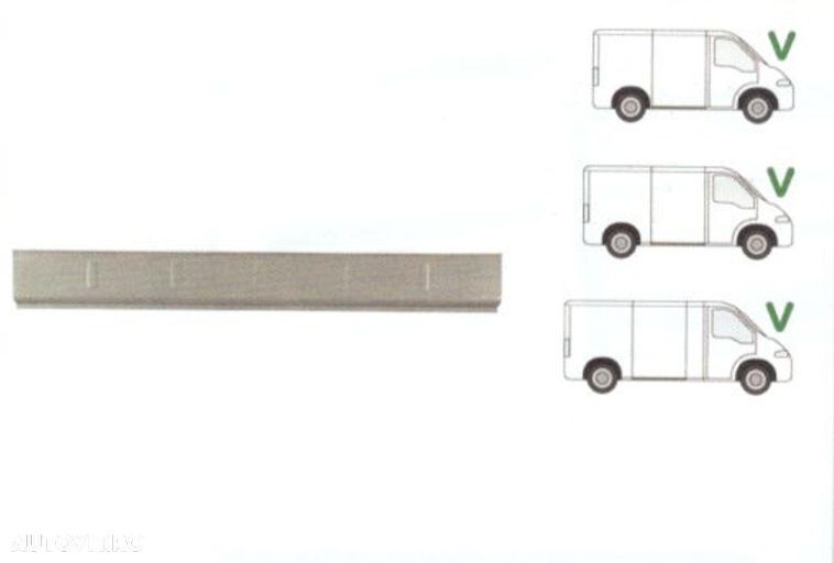 Prag interior Citroen Jumper 230, 06.1994-2006; Fiat Ducato 230, 03.1994-2006; Peugeot Boxer 230, 06.1994-2006, partea stanga=dreapta, otel galvanizat; sub usa glisanta; armatura prag; Lungime 1475 mm - 1