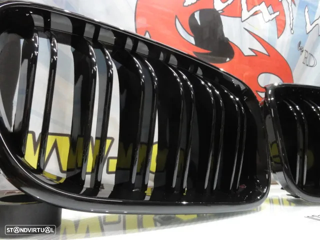 Grelha frontal em preto piano brilhante para BMW X3 F25 2010-2014 M4 look / dupla lâmina em Plastico ABS - 5