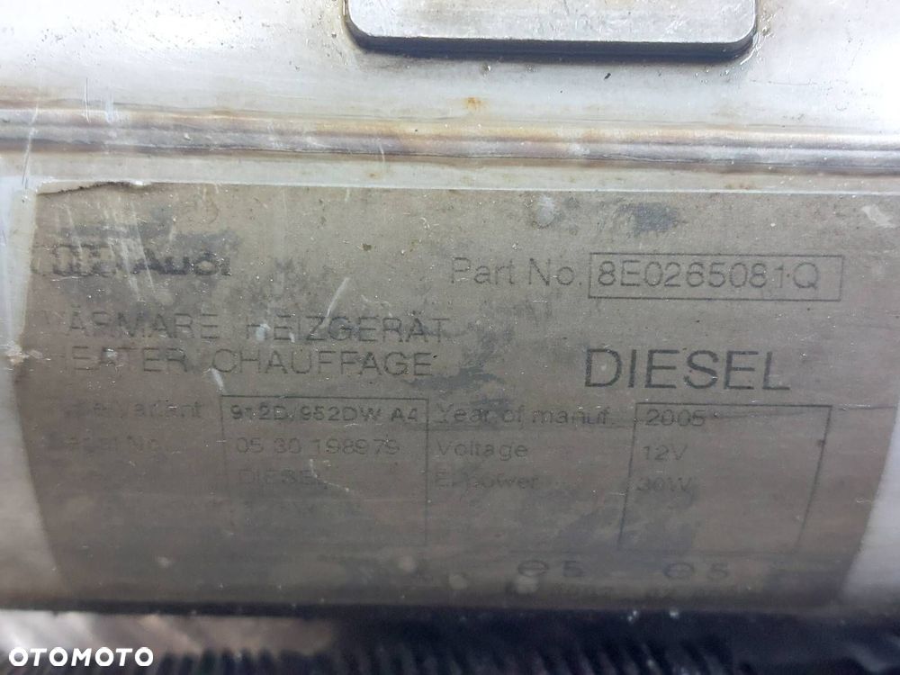 WEBASTO OGRZEWANIE POSTOJOWE KOMPLET AUDI A4 B7 3.0 TDI 8E0265081Q - 2