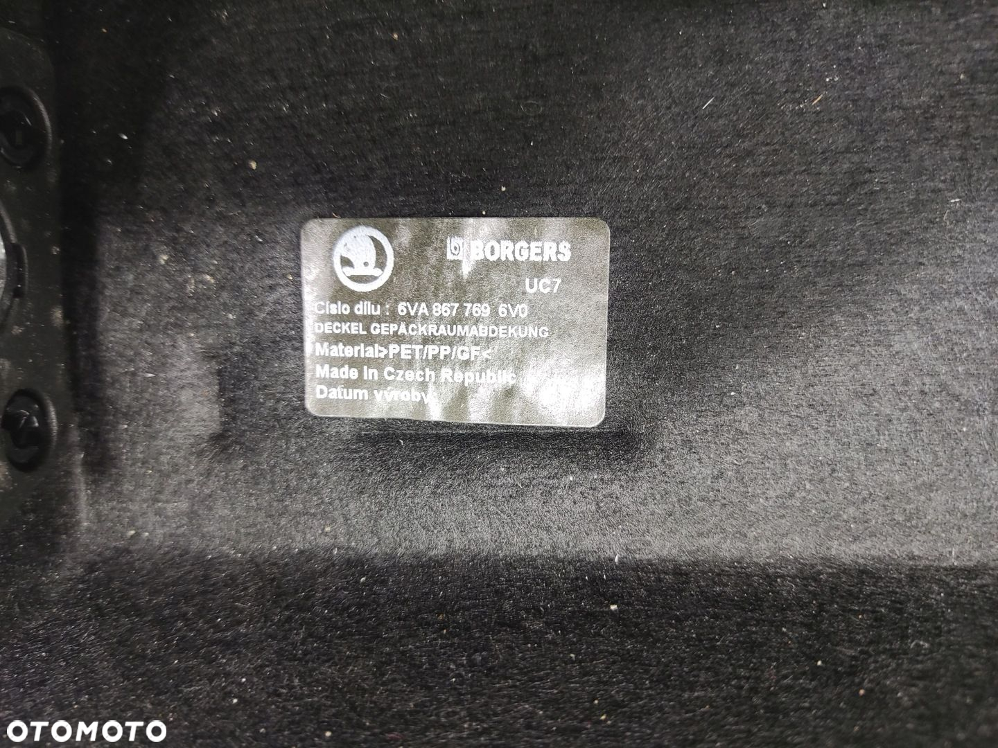 PÓŁKA BAGAŻNIKA TYŁ TYLNA SKODA FABIA IV 4 6VA 2021-2025 6VA867769 - 6