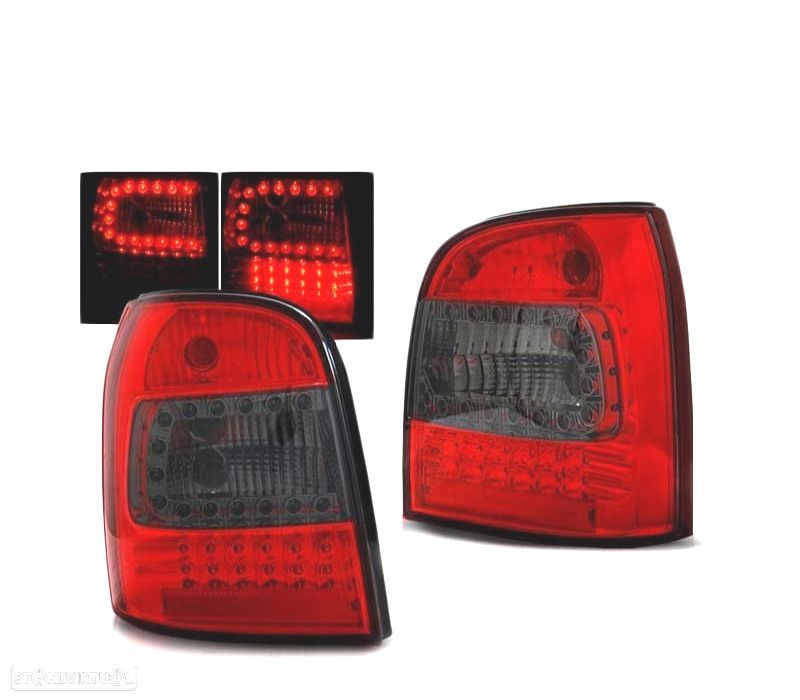 FAROLINS TRASEIROS LED AUDI A4 B5 AVANT 94-01 VERMELHOS FUMADOS - 1