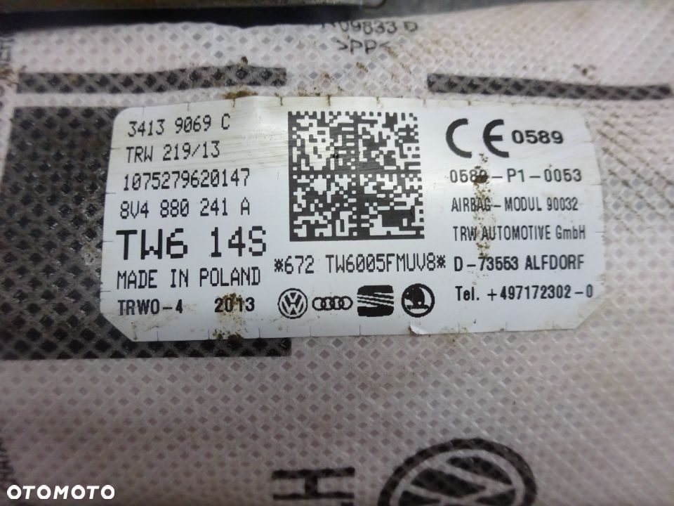 8V4880241A 8V0880242A poduszka fotela lewa prawa Audi A3 8V 13-20 - 3