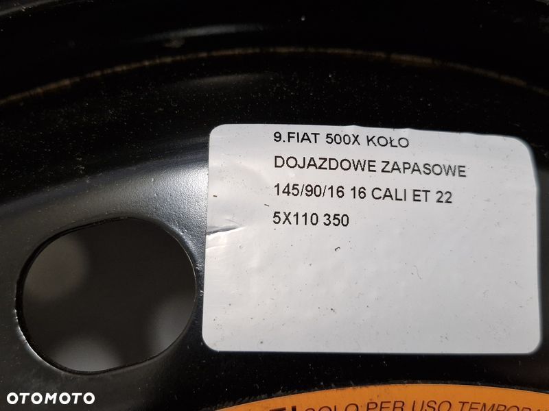 FIAT 500X KOŁO DOJAZDOWE ZAPASOWE 145/90/16 16 CALI ET 22 5X110 - 4