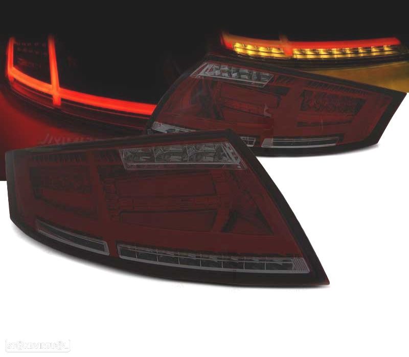 FAROLINS TRASEIROS AUDI TT 06-14 LED VERMELHO FUMADO DINAMICOS - 1