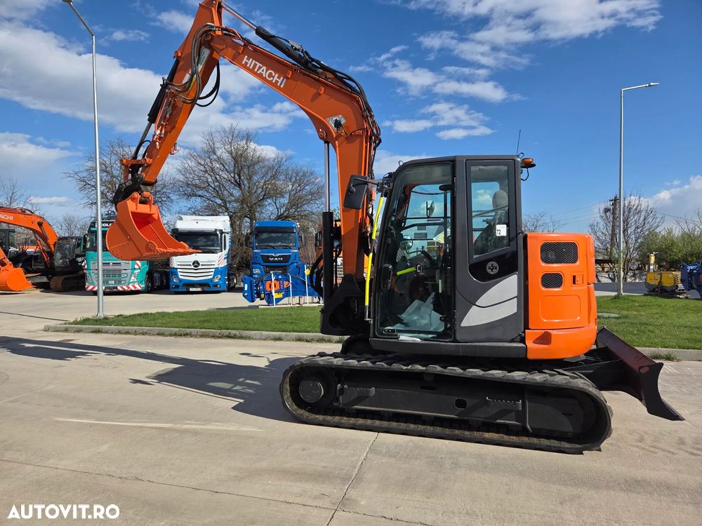Hitachi ZX85, 2022, 3.177h, LAMA NIVELARE, senile CAUCIUC NOI, CUPLA RAPIDA HIDRAULICA+3 cupe noi, adanc sapare 5m, latimie 2,2m, inst picon pe brate, inst rotire pe brate, Aer condi, Antifurt, Computer in lb romana, leasing 4 ani-PROMOTIE 62.900 EUR+Tva - 18