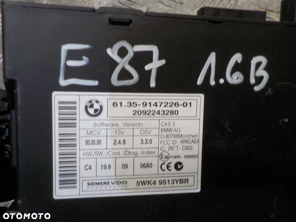 BMW E60 E87 E90 MODUŁ STEROWNIK CAS 9147226 - 2