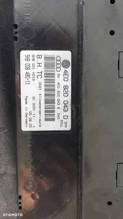 Panel Klimatyzacji Audi A8 D3 4e0820043d - 2