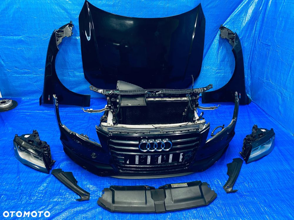 PRZÓD KOMPLETNY AUDI A7 C7 4G S-LINE 3.0 TDI CZARNY LY9B MASKA ZDERZAK BŁOTNIKI LAMPY BI XENON LED PAS PRZEDNI CHŁODNICE KOMPLET LAKIER LY9B ORYGINAŁ - 1