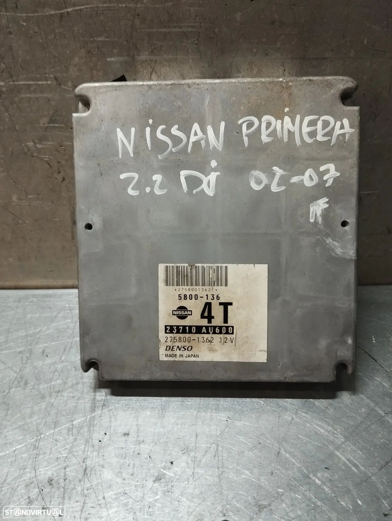 CENTRALINA DO MOTOR NISSAN PRIMERA 2.2DCI REF. 5800-136 23710AU600 275800-1362 - 1
