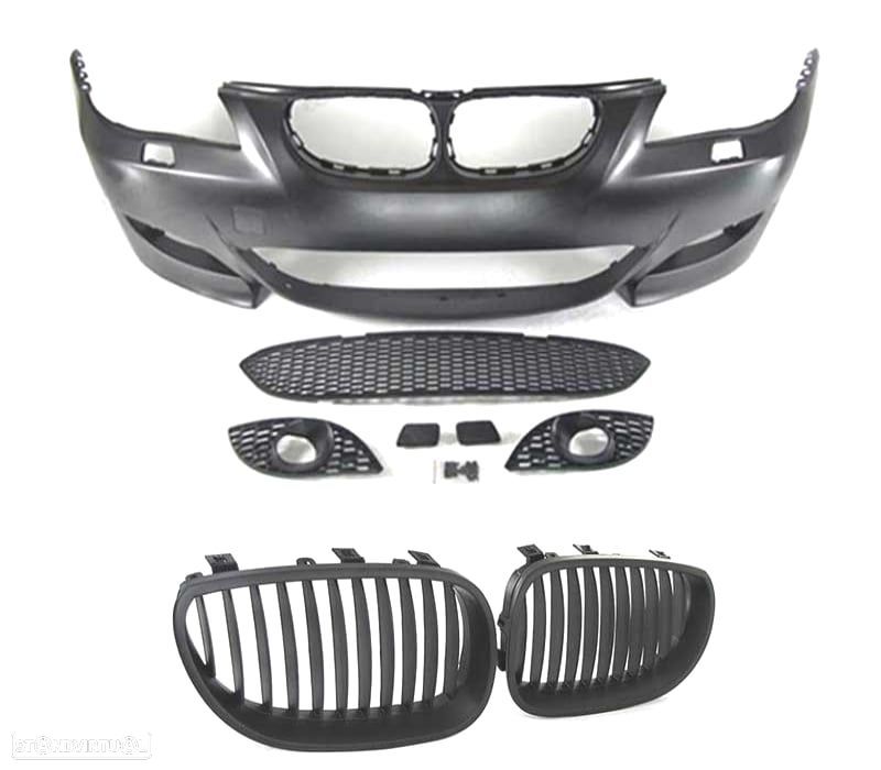 PARA-CHOQUES + GRELHAS FRONTAIS BMW E60 03-07 LOOK M5 PRETO SRA - 2
