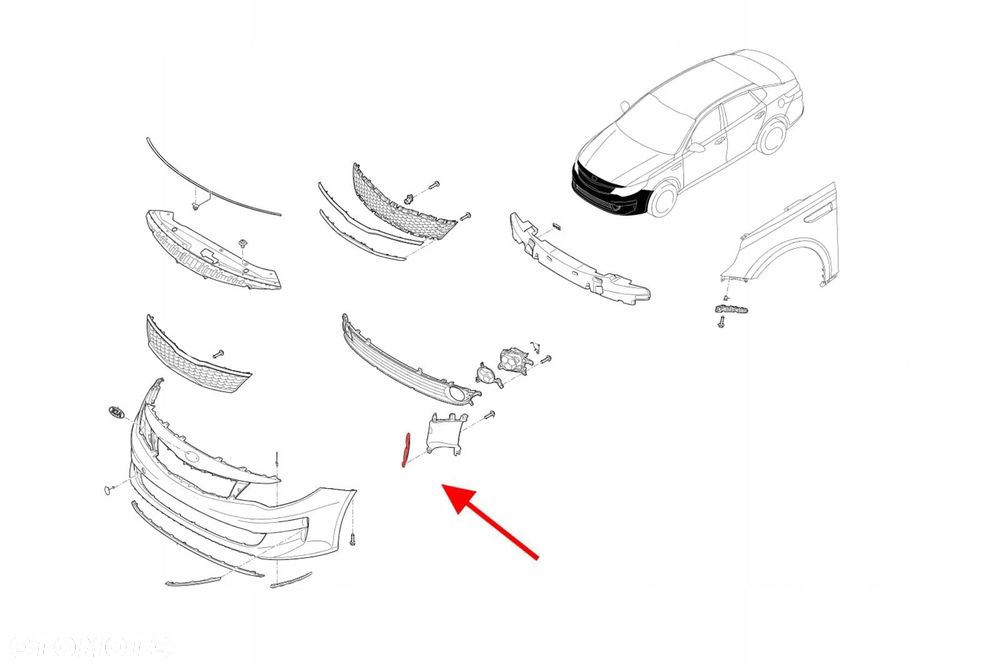 kia optima iv jf 2015-2018 kratka wlotu powietrza zderzaka lewa 86567d - 3