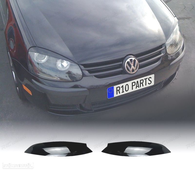 PESTANAS DE FARÓIS VOLKSWAGEN VW GOLF 5 03-08 PRETO BRILHANTE - 1