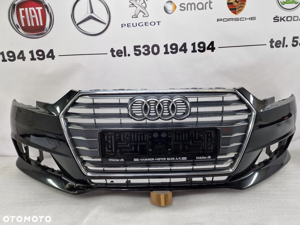 AUDI A4 B9 8W0 14- ZDERZAK PRZEDNI PRZÓD BEZ PDC I SPRYSKU + ATRAPA / GRILL , KOLOR CZARNY , NR 8W0807437 + 8W0853651AB , NR AUKCJI NZ972